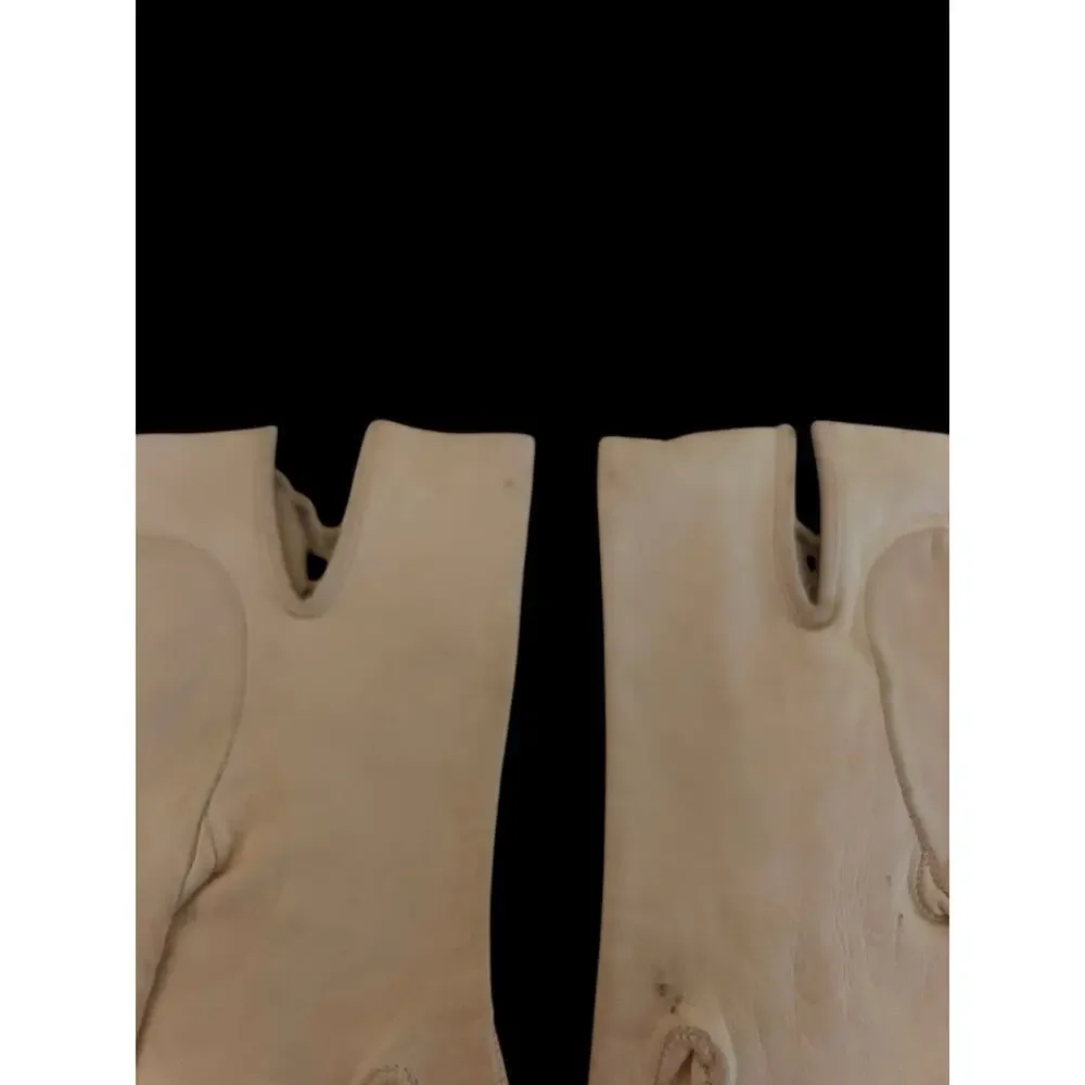 Vintage Unbranded Ivory Sz. 6.5 & Brown Sz. 6.5 Leather Gloves Made In Italy